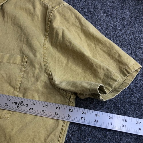Madwell Shirt Mens Large Oatmeal Brown Linen Blend Short Sleeve Button - Picture 5 of 8
