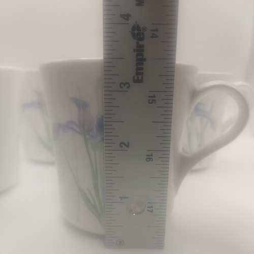 Corningware Becher 4er Set Blue Iris Kaffee Tee Tasse weiß geblümt - Bild 2 von 5