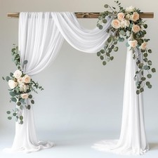 Wedding Arch Draping Fabric Backdrop 28.7" X 20FT Sheer Drapes 1 Panel White