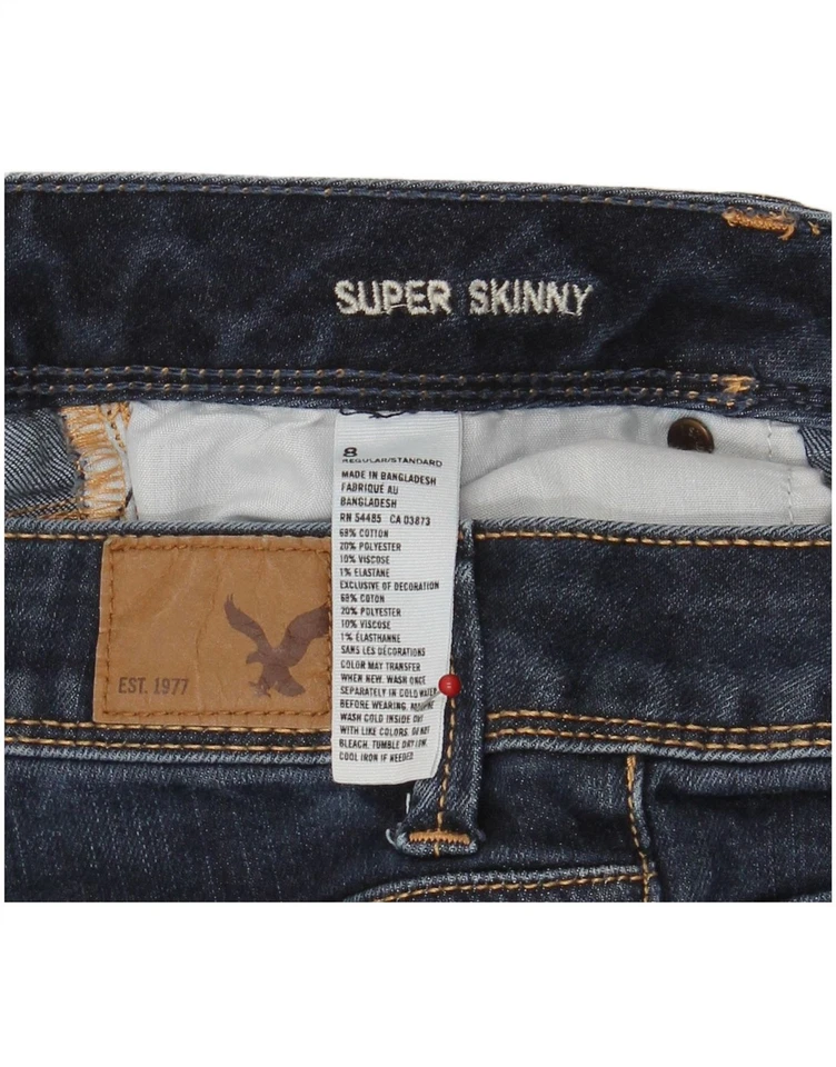 AMERICAN EAGLE Womens Super Skinny Jeans US 8 Medium W30 L28 Navy Blue AG17 - Image 3 of 3