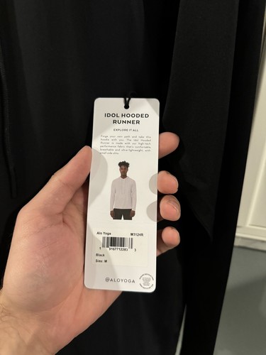 Alo Yoga Idol schwarzer Läuferpullover mit Kapuze neu mit Etikett Medium - Bild 6 von 7