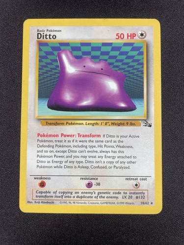 Pokemon TCG Ditto 18/62 Fossil Set Non Holo Unlimited Vintage 1999