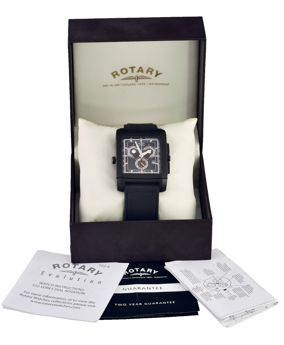 Rare ROTARY TZ2 Evolution Reversible All Black Swiss Mens Wrist