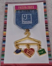 2023 Goodwill Denim Jean Pocket Clothes Hanger Fiesta Medal San Antonio Pinback 