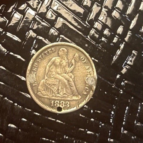 1883 Seated Liberty SILVER Dime LOVE TOKEN Engraved EMH E.M.H