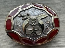 Vintage Shriners Masonic Free Masons Metal Belt Buckle Sword Crest