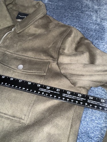 Tahari Giacca Uomo Grande Ecopelle Scamosciata Marrone Full Zip Bottoni - Foto 7 di 11