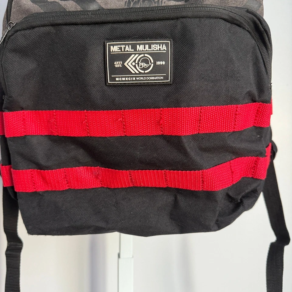 Mochila Mulisha de Metal Negra Gris Roja Calavera Estrellas Logo Laptop Bolsa de Viaje Foto 3 de 4
