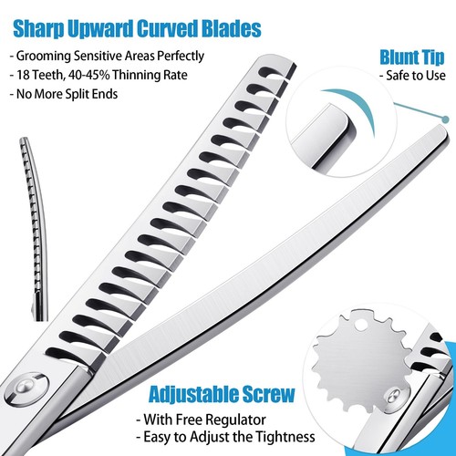 6.5" Upward Curved Dog Chunker Dog Grooming Thinning Scissors Professional Bl... - Picture 3 of 7