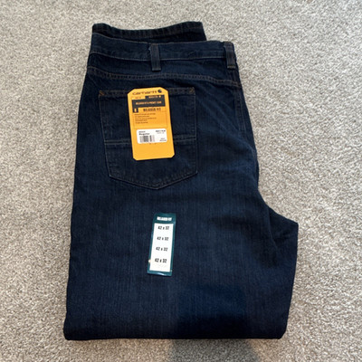 Carhartt Men s Relaxed Fit Straight Leg Dark Wash Denim 5-Pocket Jeans