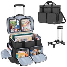 CURMIO Rolling Scrapbook Bag, Craft Bag with Wheels for Paper, Ablum, Black ...