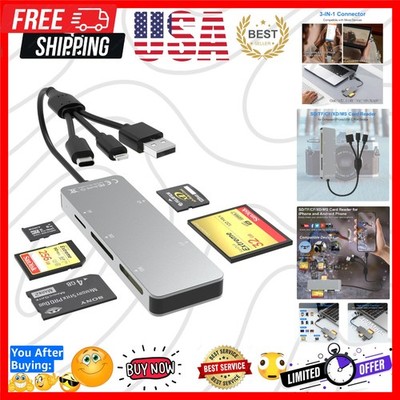 Memory Stick Pro Duo Adapter for iPhone/USB C/PC - Aluminum 5 in 1 SD/TF/CF/M...