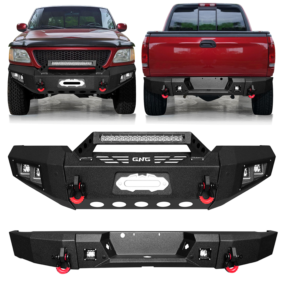 Vijay Steel Front/Rear Bumper For 1997-2004 Ford F-150 W/LED