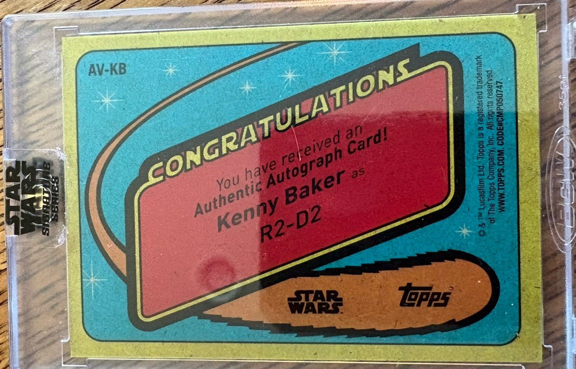 Topps 2022 Star Wars Signature Series Variation Kenny Baker as R2-D2, Auto #2/5 view 2
