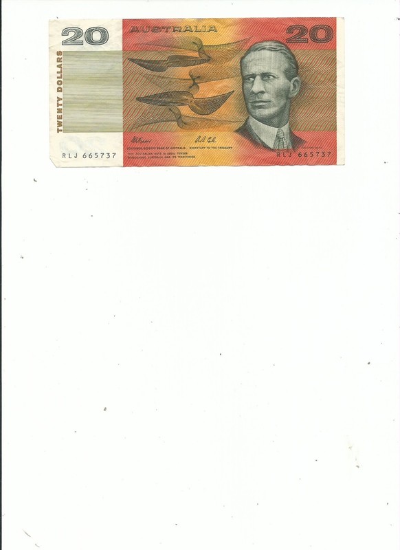 AUSTRALIA 20 DOLLARS collectible banknote VFplus--Free Shipping!