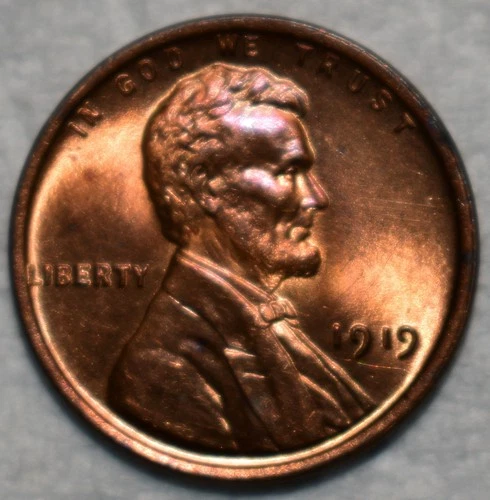 Brilliant Uncirculated 1919-P Lincoln Cent, Cartwheeling & Nearly Full-Red.