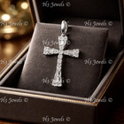 14k Solid White gold Natural diamond cross pendant 0.10 ct Bagguette — photo 5
