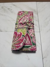 Vera Bradley Quilted Fabric Cosmetic Brush Case Trifold