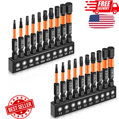 20PCS Premium Hex Bit Set, Impact Allen Wrench Drill Bit Set (Metric&Sae), 1/4 