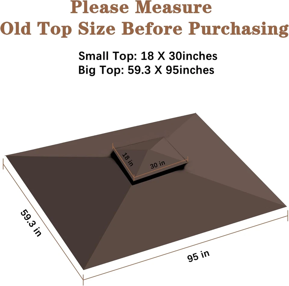 Replacement Canopy Grill BBQ Gazebo Roof Top, for Gazebo Model L-Gg001Pst-F,(Bro - Image 3 of 4