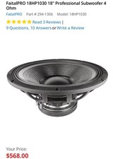 FaitalPRO 18HP1030 18" Professional Subwoofer 4 Ohm