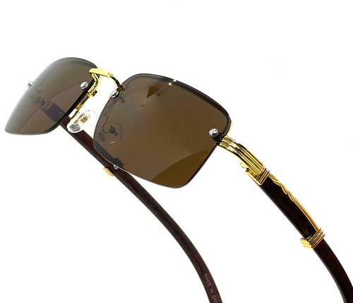 Herren Sonnenbrille Hip Hop Farbtöne Migos Quavo goldbraune Gläser randlos quadratisch NEU - Bild 8 von 44