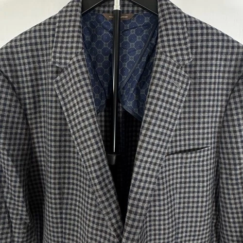 Tasso Elba Blazer Men Gray Plaid Two Button Wool Blend Sport Coat Size XL image 14