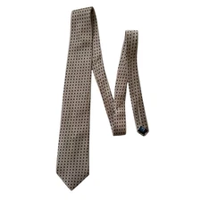 RBM Collection Neck Tie 100% Silk Gold With Black Geometric Pattern