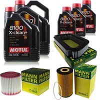 MANN-FILTER Inspektionspaket 13L Motul 8100 X-Clean+ 5W-30 FüR Audi A8 6.0 W12
