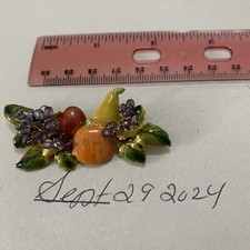 Vintage Enamel Fruit Bunch Brooch In Great Condition