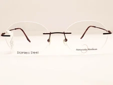 Naturally Rimless NR 372 Eyeglasses Frame 50-17-135 Brown 6/C5