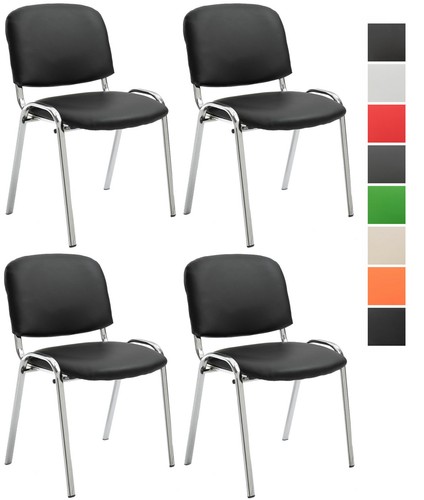 4er Set Stühle Ken Chrom Kunstleder gepolstert Gestell aus Metall Chromoptik - Bild 1 von 9