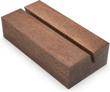 12 Pack Wood Place Card Holder - Small Holders for Table - Brown 