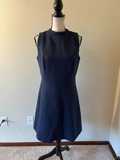 LOFT Women Size 10 Blue High Neck Sleeveless A Line Dress
