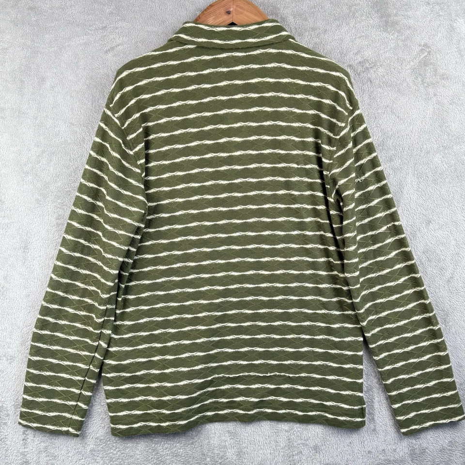 BDG Urban Outfitters L/S Collared Henley Shirt Mens Large Green w/ Stripes NWT - Image 2 of 4