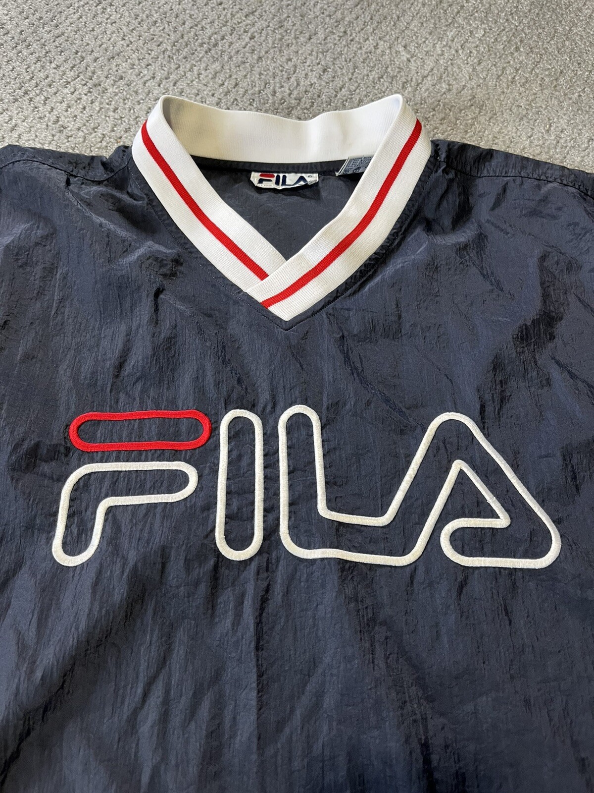 Giacca a vento pullover FILA vintage anni 90 grande 24W 29 5L rosso navy bianco raro