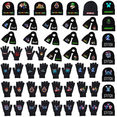Erwachsene Kinder Jungen Mädchen Winter Warm Beanie / Handschuhe / Halschal
