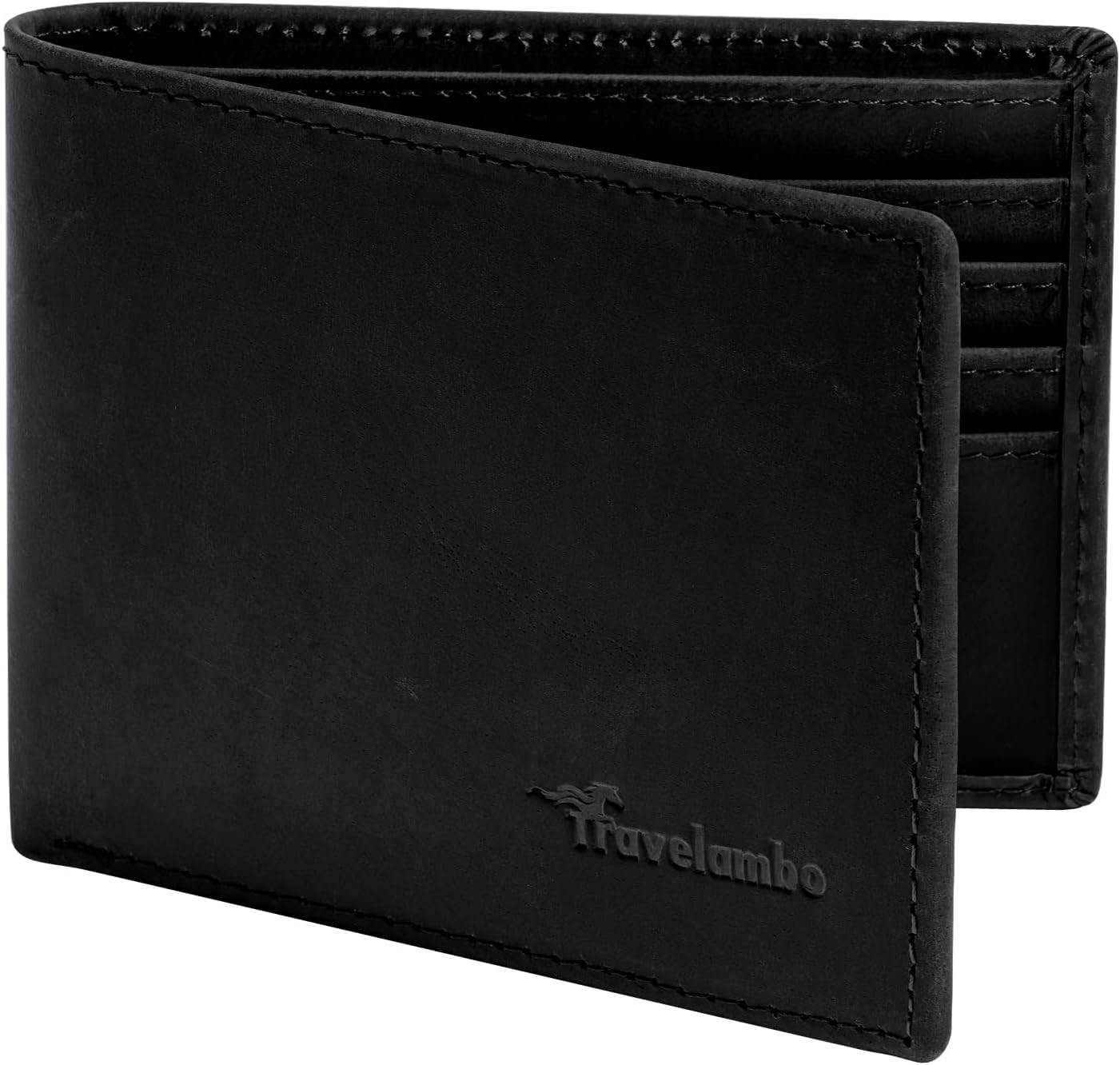 Travelambo Men’s Genuine Leather Bifold Wallet RFID Blocking
