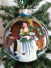 Inside Painted Angel Glass Ornament 4" Beautiful!