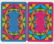 Playing Swap Cards  GENUINE 2 only single COLOURFUL FLOWERS  LILIES?