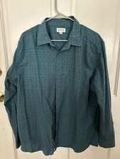 men's long sleeve shirt turquoise w/black size XL Haggar