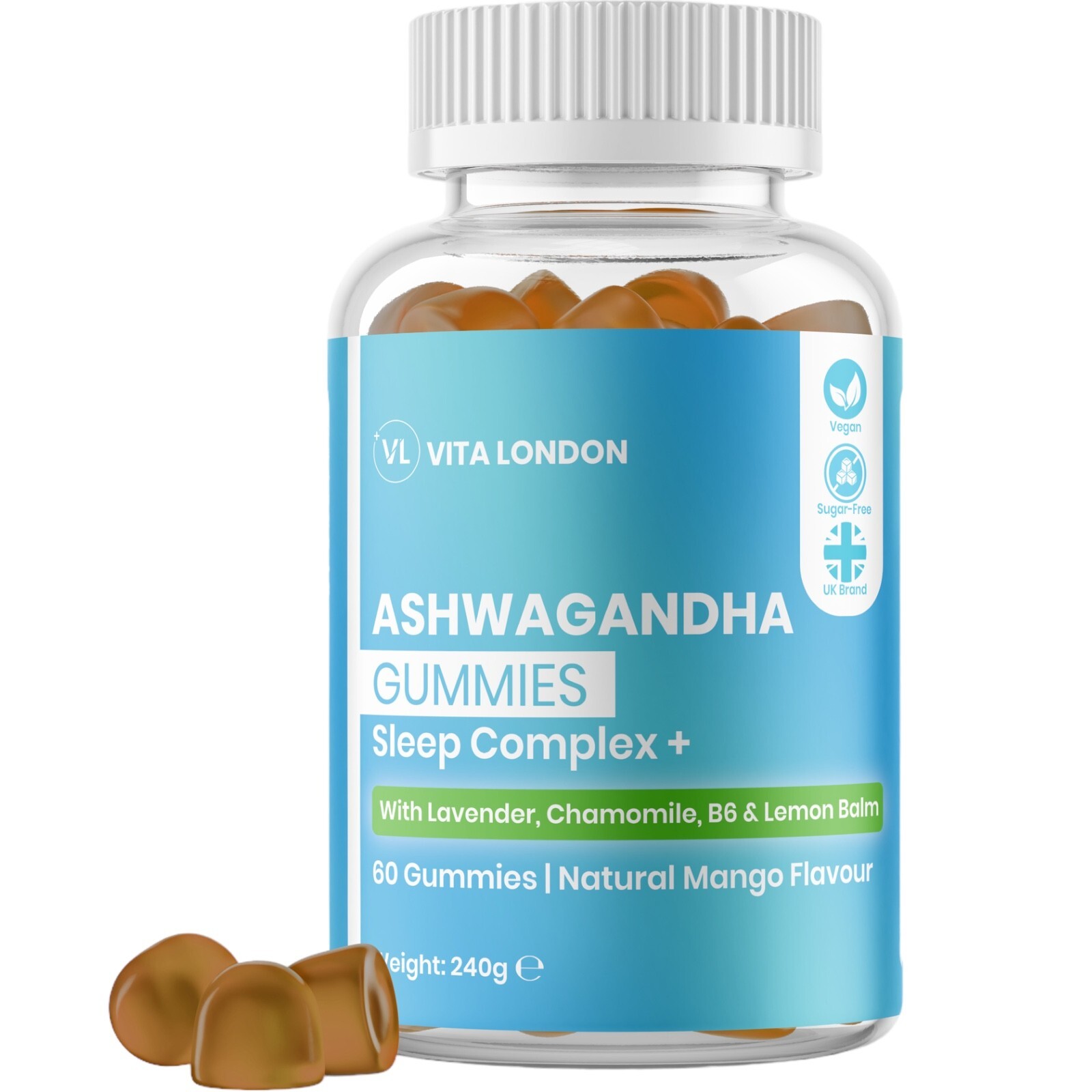 Gomitas Ashwagandha sueño + lavanda, manzanilla, B6 - 60 gomitas - estrés por ansiedad