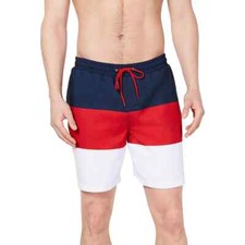 CLUB ROOM Red White  Blue Quick Dry 7" Inseam Swim Shorts NEW Small