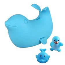 Blue Sea Lions Soft Silicone Tub Faucet Protector for Baby - Bathtub Faucet Cove