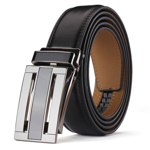 Men's Genuine Leather Ratchet Dress Belt 1 1/8" Wide with Automatic Click Buckle - Picture 41 of 53