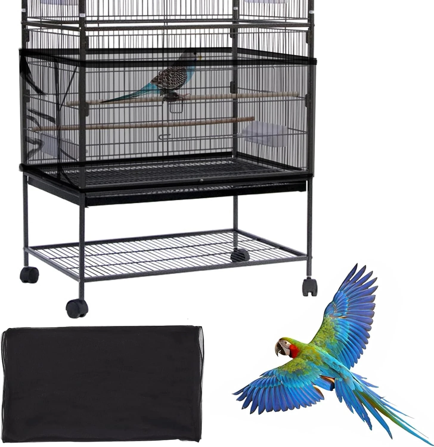 Cubierta grande para jaula de pájaros, recogedor de semillas para jaula de pájar