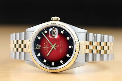 たくと ROLEX MENS DATEJUST TWO-TONE QUICKSET BLUE DIAL WATCH 16233