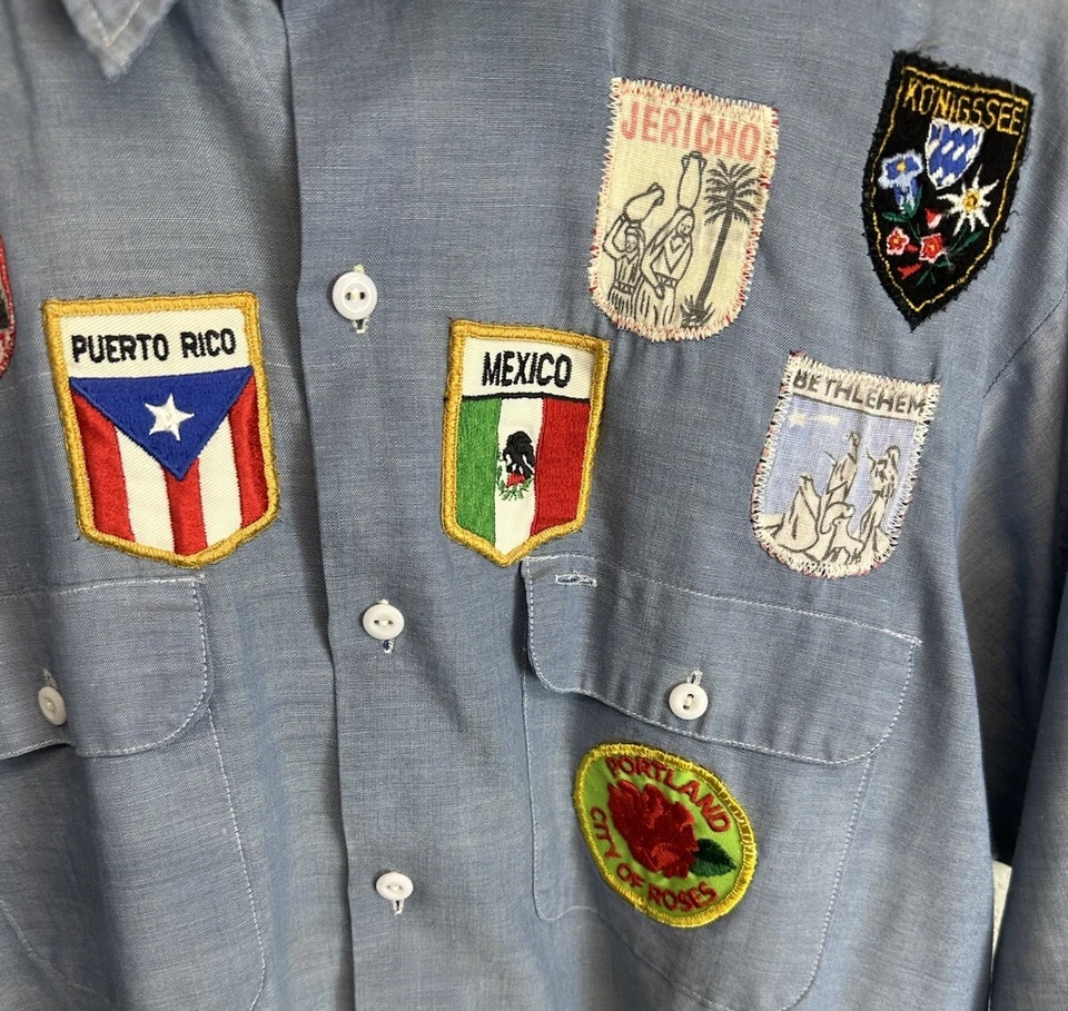 VTG Big Mac JCPenney Selvedge Denim Souvenir Patch Jimmy Carter Disney Shirt L - Image 2 of 4