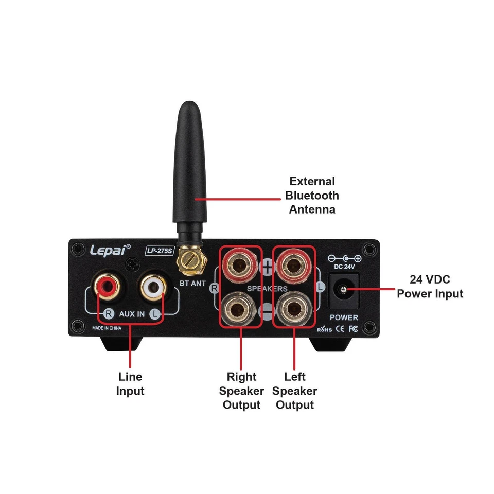 Amplificador Lepai LP-275S Digital Hi-Fi 2 x 75W Bluetooth 5.1 con Fuente de Alimentación Foto 2 de 3