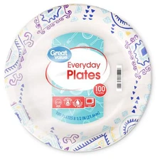 100ct Heavy Duty Multicolor Paper Plates Soak Proof Party Dinnerware